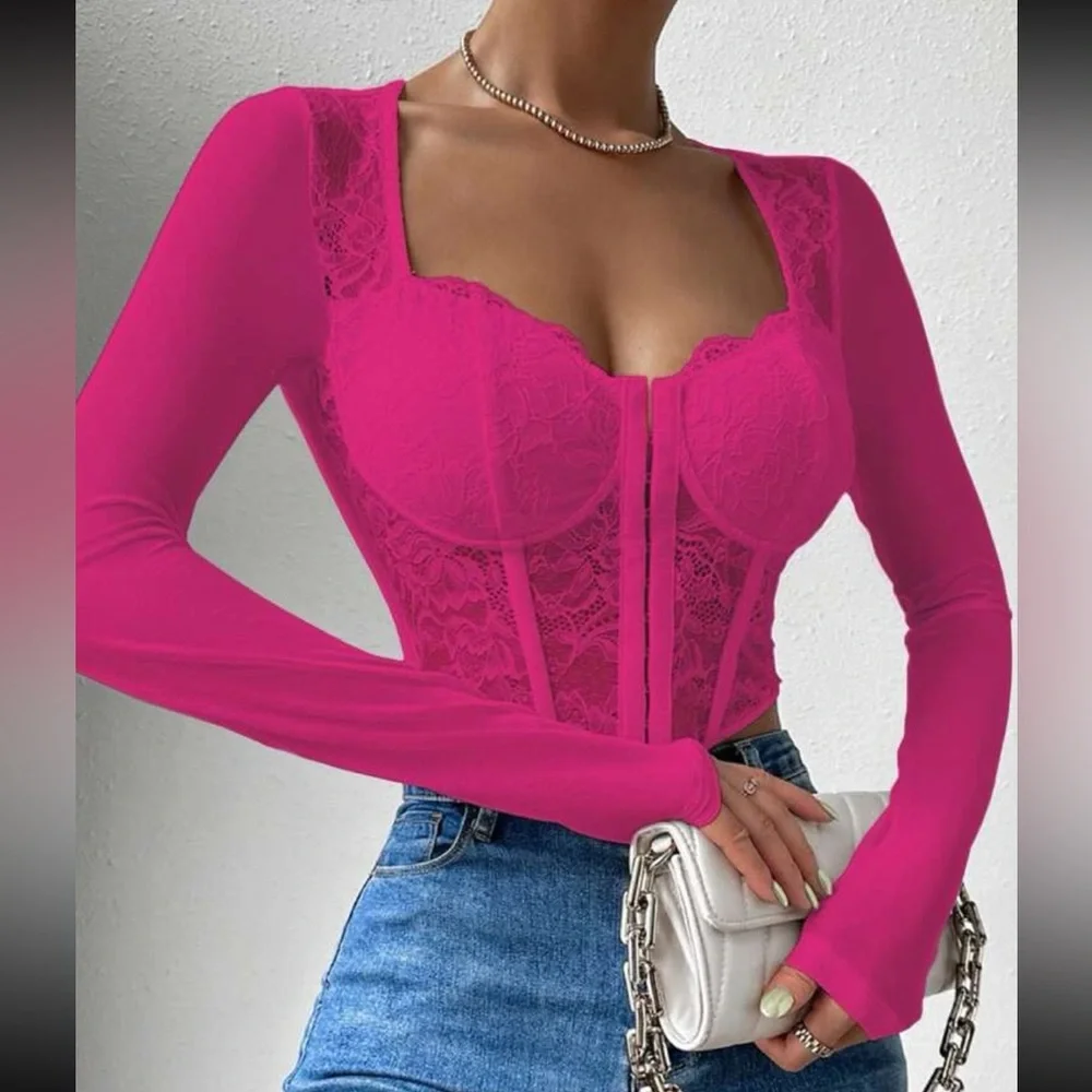 Boho lace bustier corset crop top
